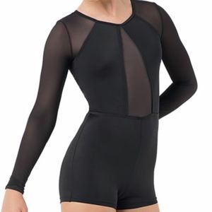 Balera Black Biketard Adult Dance Costume L-sleeve